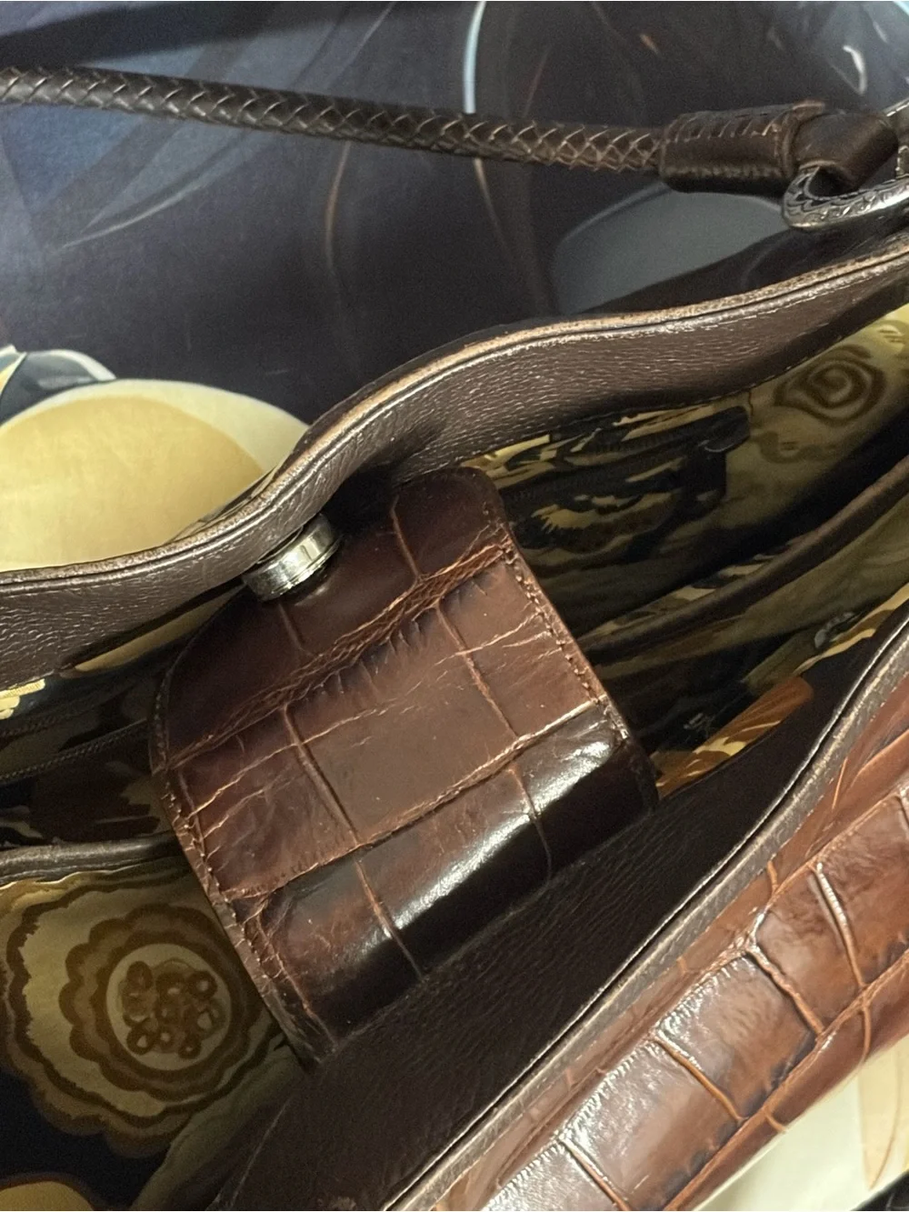 Brighton Brown Croc-Embossed Shoulder Bag with Heart Charm